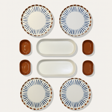 Striped Collection (Set of 10) - Blue & Brown