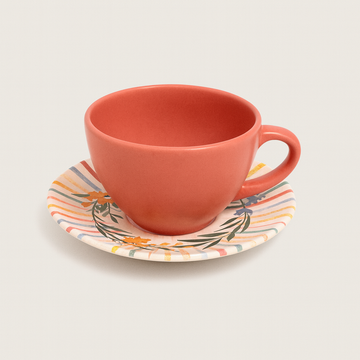 Floral Cup and Saucer (150 ml) - Pink Blush