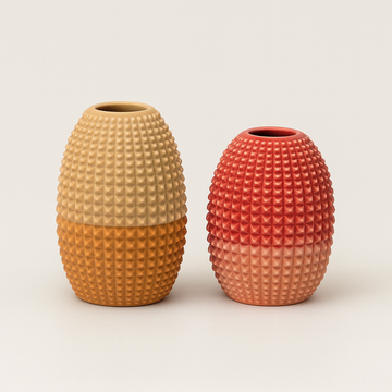 Mini Textured Vases (Set of 2) - Pink & Beige
