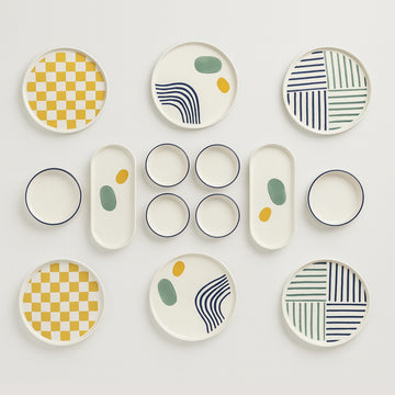 Handmade Motifs Collection (Set of 14) - Yellow & Blue