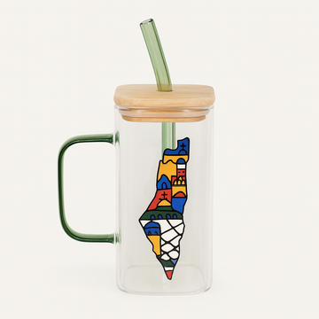 Palestinian Map Transparent Mug with Straw (300 ml)