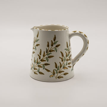 Small Floral Jug - White & Mint Green