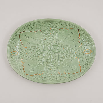 Large Beldi Round Serving Plate (36 cm) - Mint Green