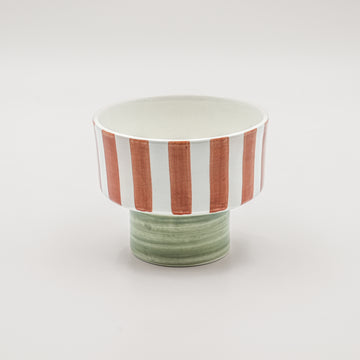 Medium Striped Appetizer Bowl - Terracotta Orange
