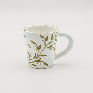 Floral Mug (250 ml) - White & Green