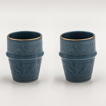 Medium Beldi Cups (200 ml) (Set of 2) - Stone Blue