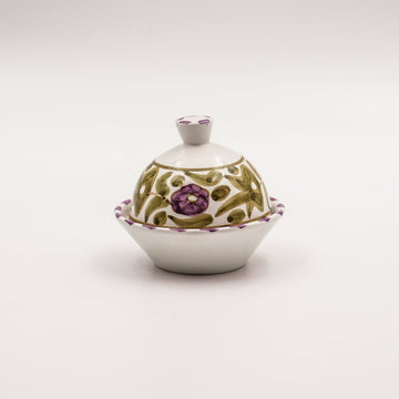 Floral Bowl with Lid - Mint Green