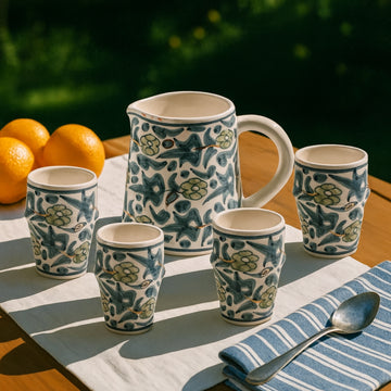Jug and Cups Collection (Set of 5) - Stone Blue