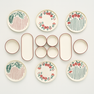 Handmade Floral Collection (Set of 14) - Pink & Green