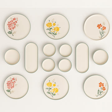 Handmade Floral Collection (Set of 14) - Multi-Color