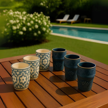 Stone Blue Cups (200 ml) (Set of 6)