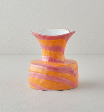 Striped Vase - Terracotta Orange