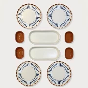 Striped Collection (Set of 10) - Blue & Brown