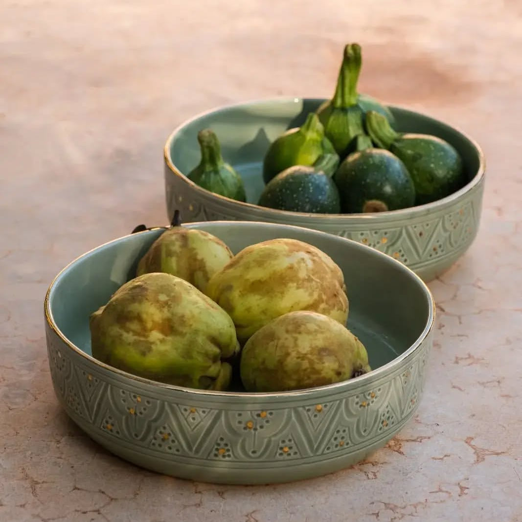 Beldi Flat Serving Bowl (24 cm) - Mint Green