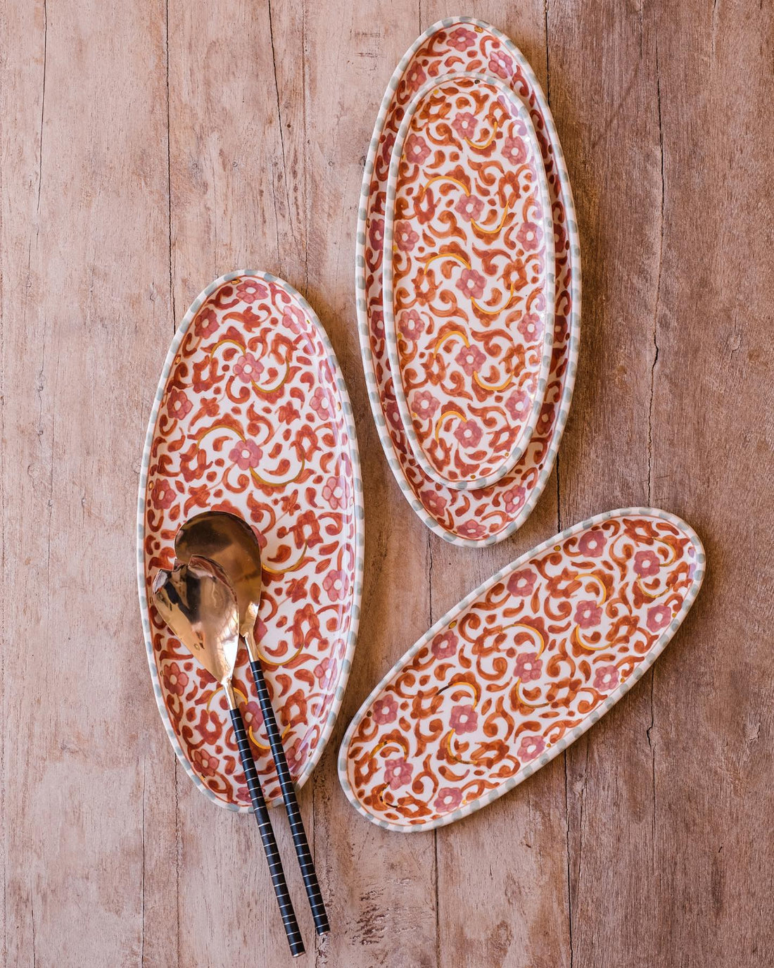 Floral Oval Serving Plate (38 cm) - Pink Blush