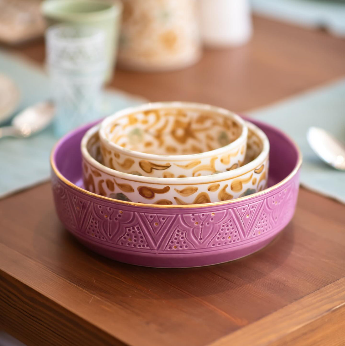 Beldi Flat Serving Bowl (18 or 24 cm) - Purple Lilac