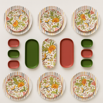 Striped and Floral Collection (Set of 21) - Green & Pink