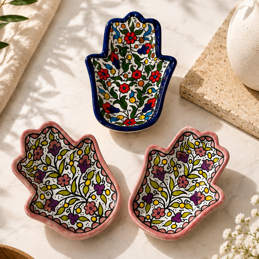 Fatima Hand Decor Plate - Pink Blush