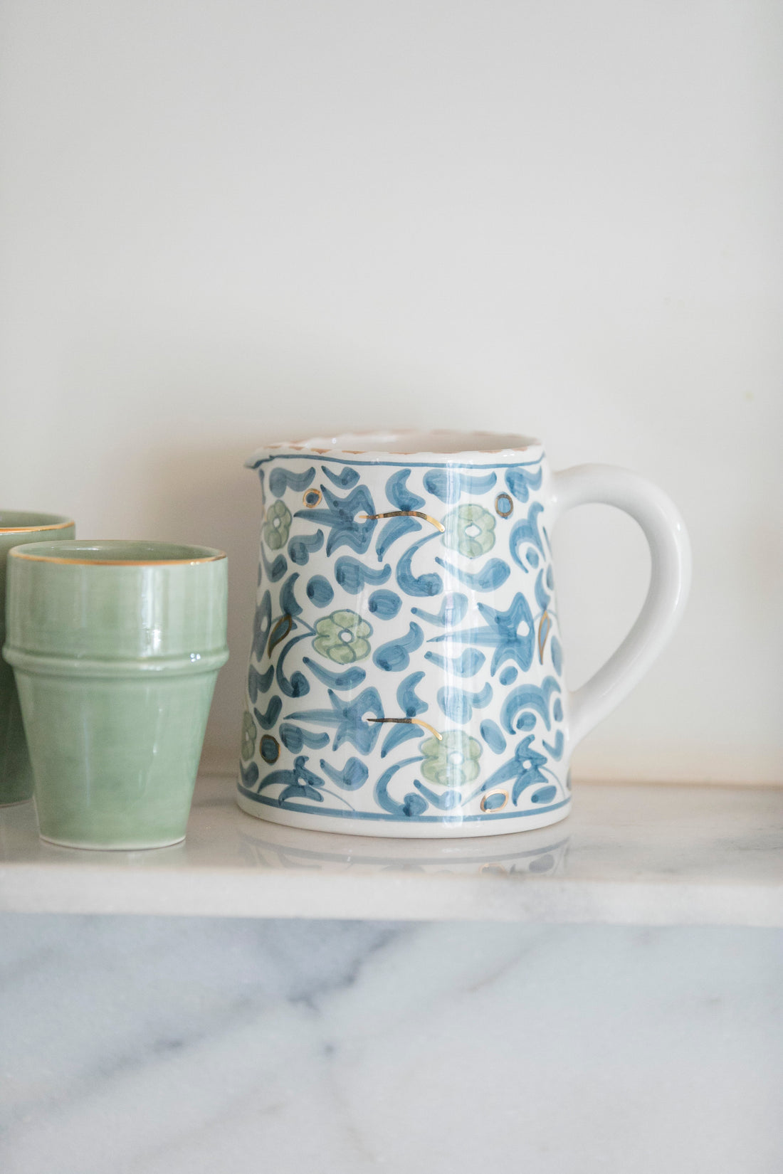 Small Floral Jug - Stone Blue
