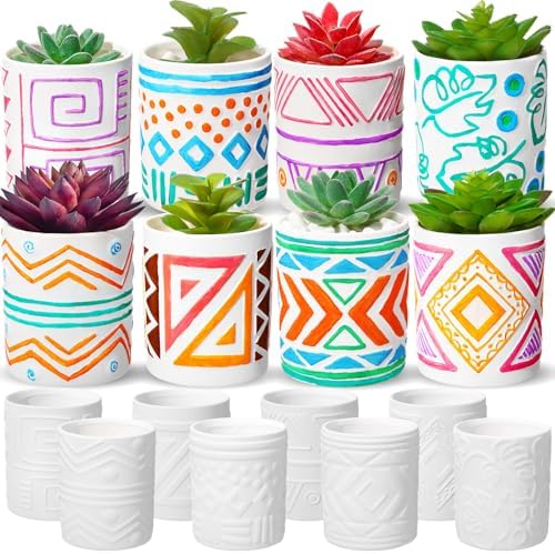 Set of 12 Flower Pots Ceramic Bisque (8 cm) - Ready to Paint