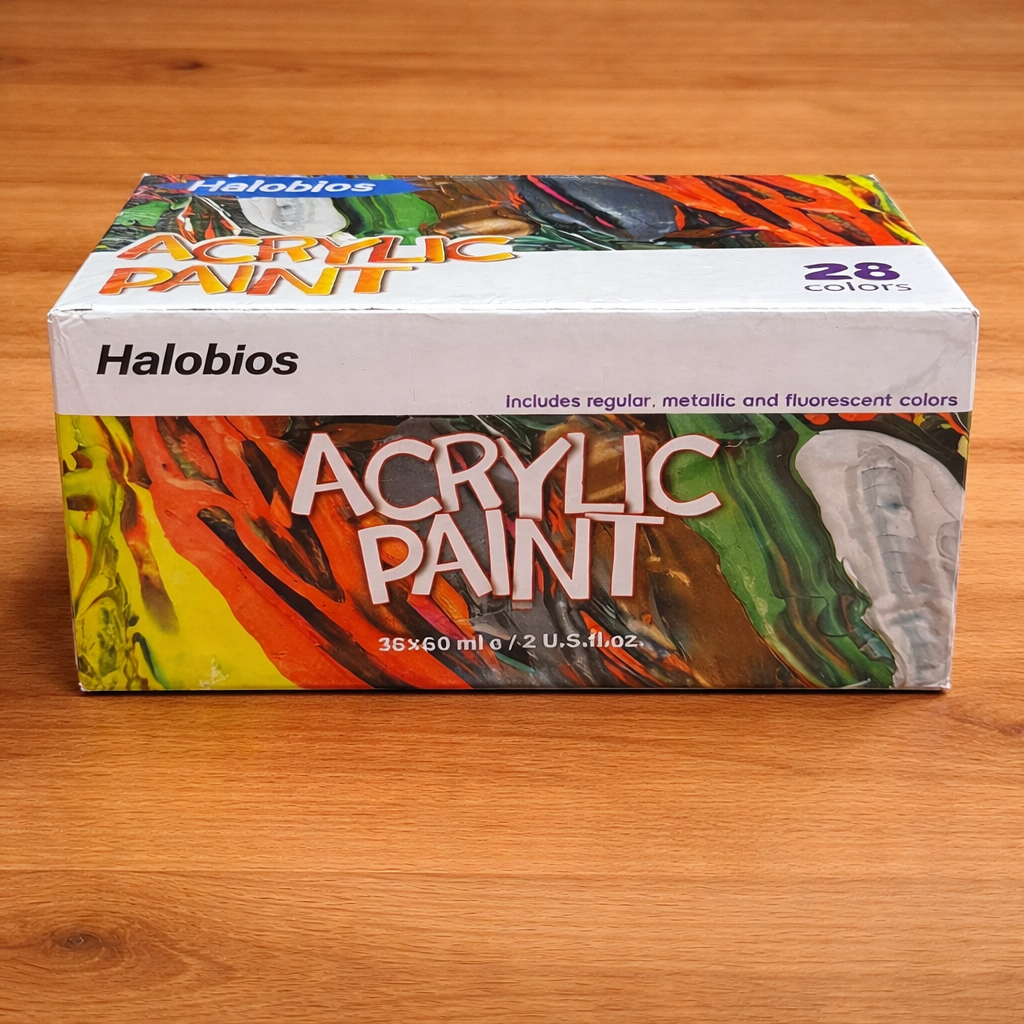 28-Color Acrylic Paint Set (60 mL per Bottle) & 10 Brushes