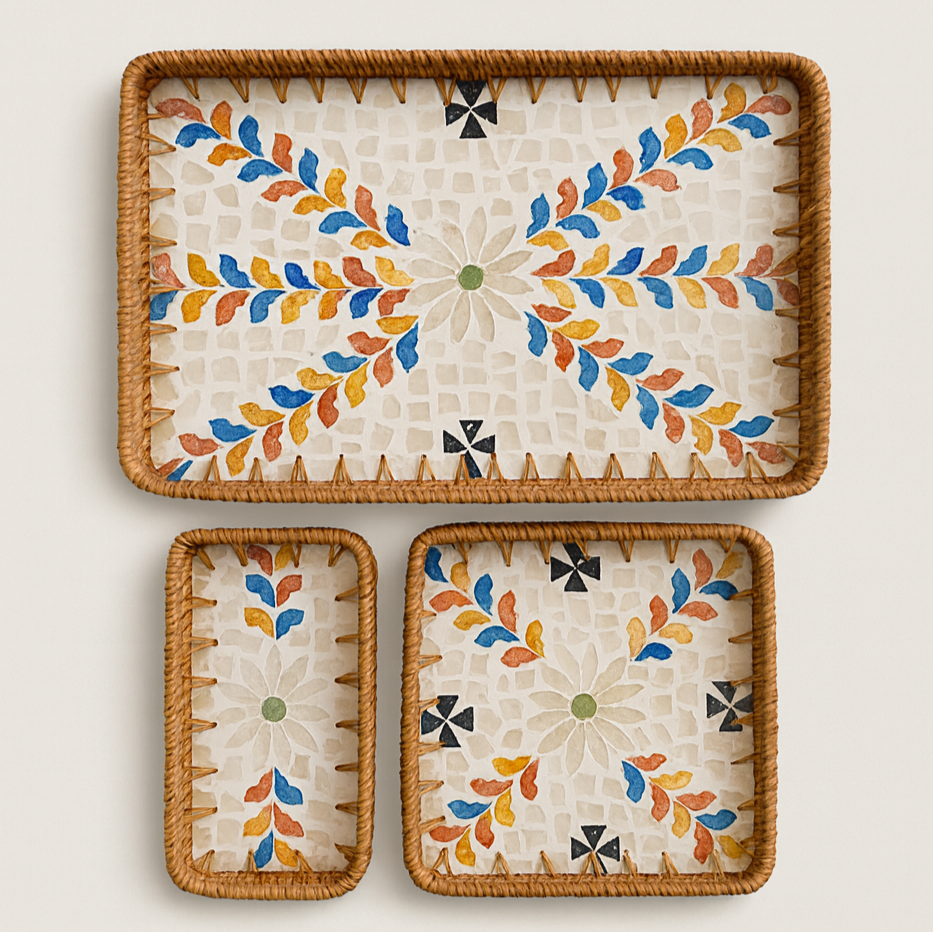 Mother of Pearl Trays (Set of 3) - Multi-Color