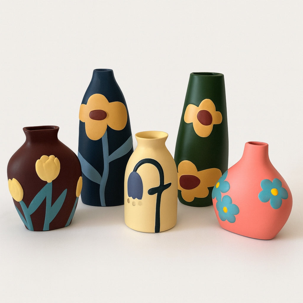 Handmade Floral Vase - Yellow