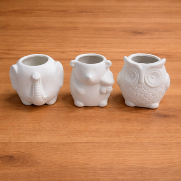 Set of 3 Animals Ceramic Bisque (6 cm) - Ready to Paint