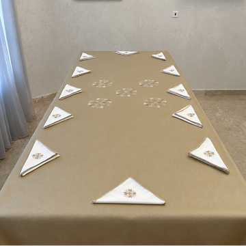Faux Leather Table Cover & 12 Napkins (250 x 140 cm) - Gold