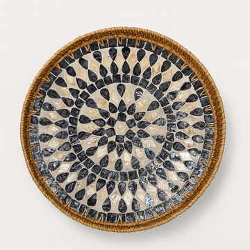 Mosaic Mother of Pearl Tray (34 cm) - Black