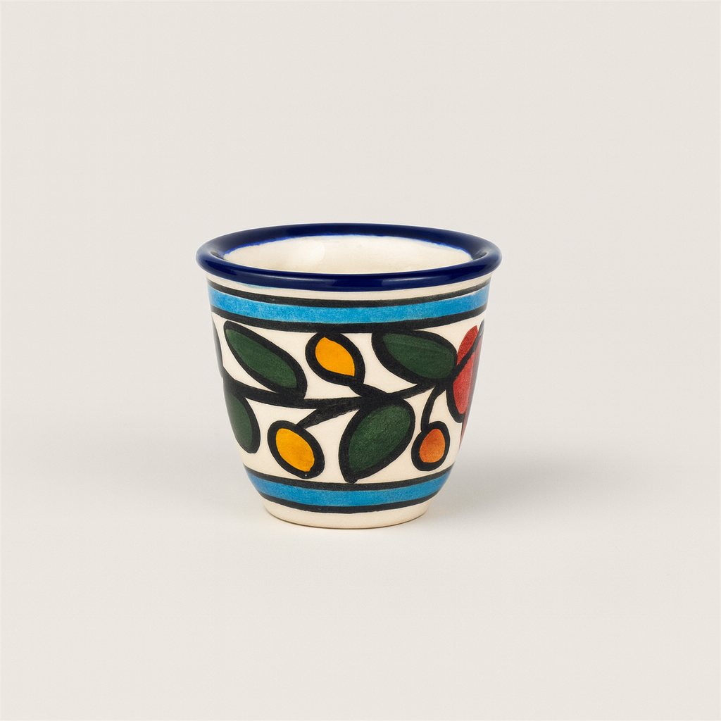 Floral Arabic Coffee Cup (75 ml) - Blue