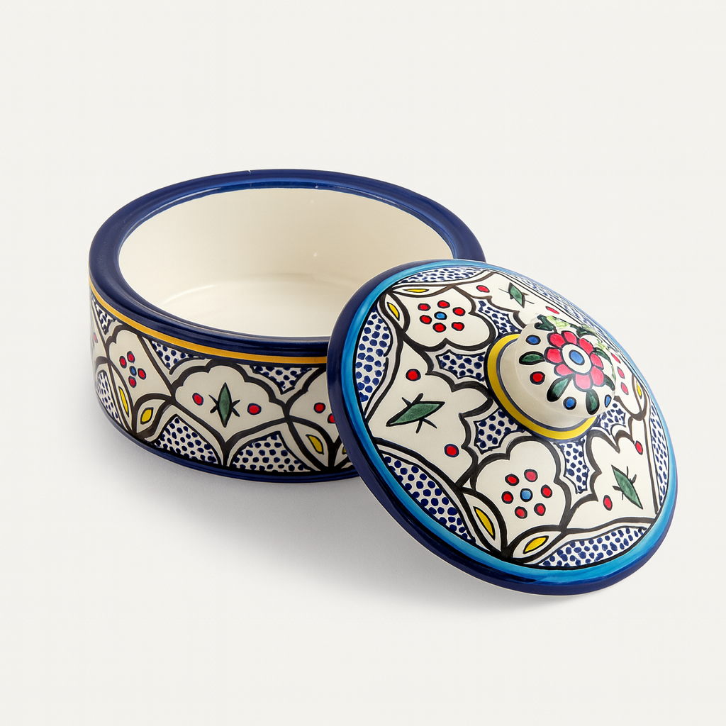 Large Serving Bowl with Lid - Blue