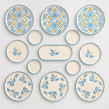 Motifs Collection (Set of 13) - Blue & Orange