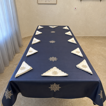 Faux Leather Table Cover & 12 Napkins (250 x 140 cm) - Blue