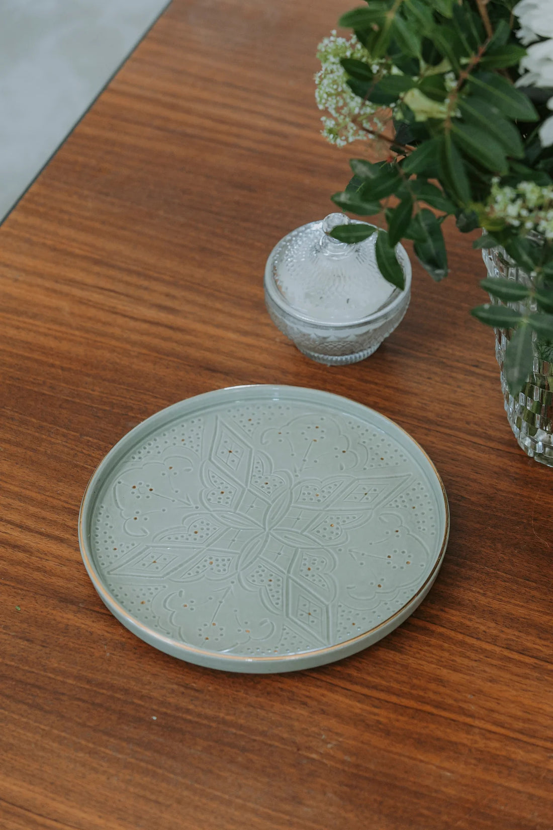 Beldi Round Serving Tray - Mint Green