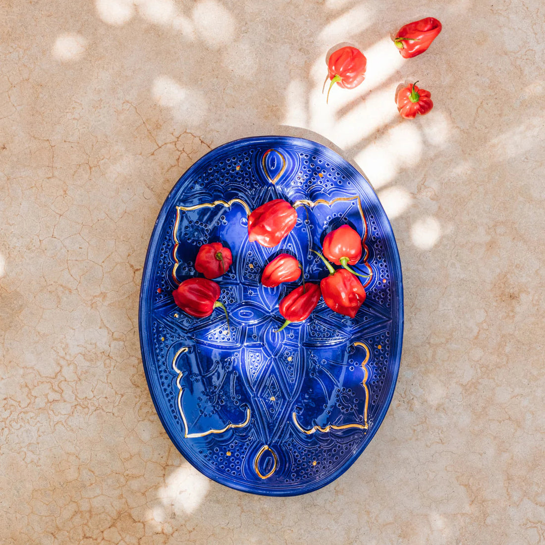 طبق تقديم بلدي كبير (36 سم) - أزرق ملكي