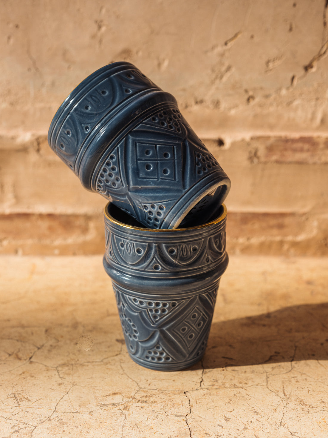 Medium Beldi Cups (200 ml) (Set of 2) - Stone Blue