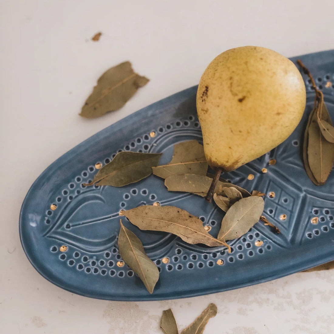 Beldi Oval Serving Plate (38 cm) - Stone Blue