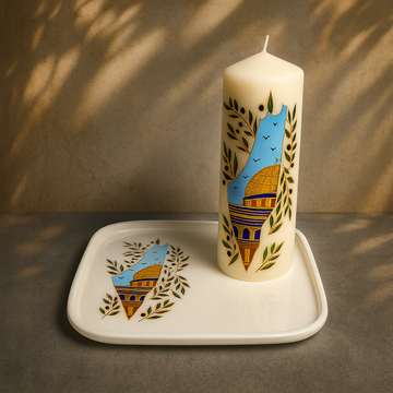 Palestine Map Candle and Matching Plate