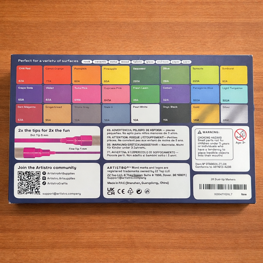 24-Color Dual-Tip Acrylic Markers