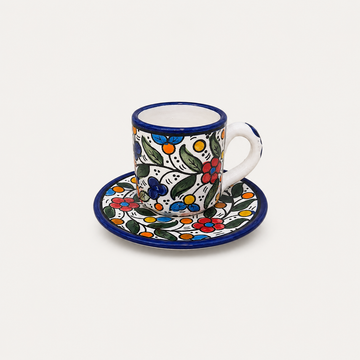Floral Turkish Coffee Cup (80 ml) - Blue