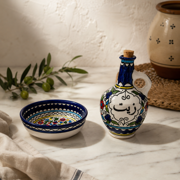 Olive Oil Jug and Dipping Bowl