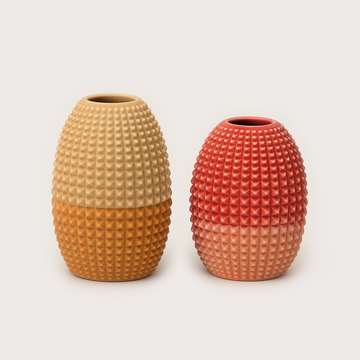 Mini Textured Vases (Set of 2) - Pink & Beige