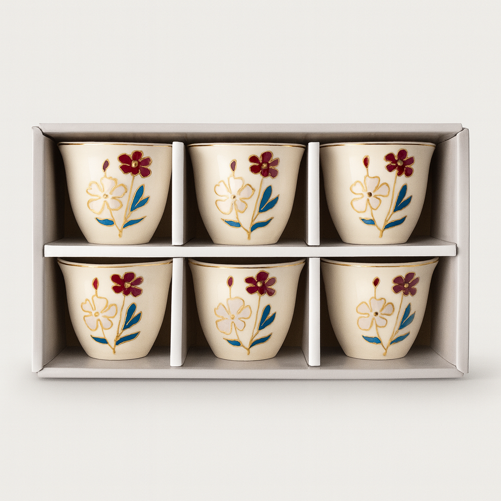 Floral Arabic Coffee Cups (50 ml) (Set of 6)