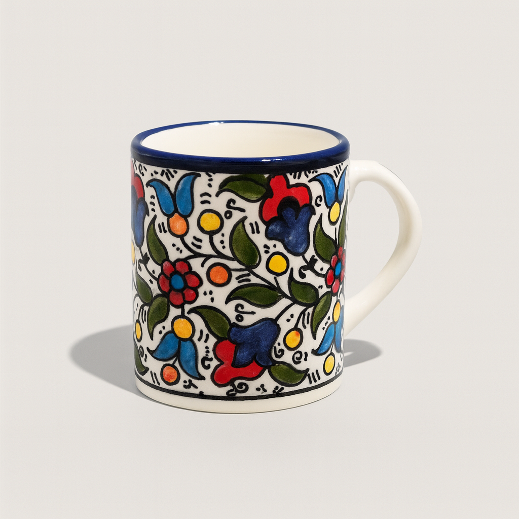 Floral Mug (200 ml) - Red & Blue