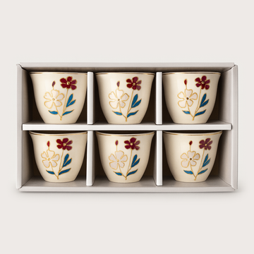 Floral Arabic Coffee Cups (50 ml) (Set of 6)