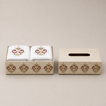 Embroidered Towel & Tissue Box Set