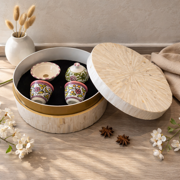 Handmade Mother of Pearl Gift Box with Cups & Sugar Bowl (30 cm)