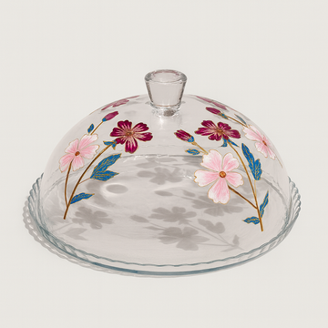 Hand-Painted Glass Serving Plate with Cover (32 cm)