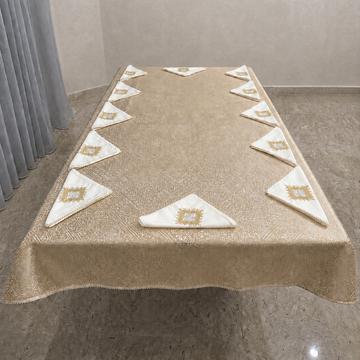 Tarz El Gherza Table Cover & 12 Napkins (190 x 140 cm) - Gold